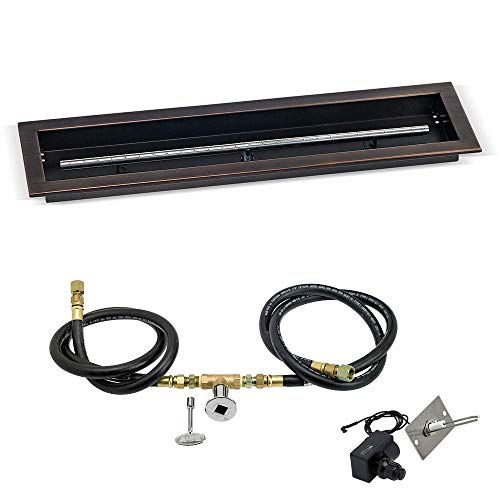 30"x 6" Linear Channel Oil Rubbed Bronze Drop-in Pan with Spark Ignition Kit - Natural Gas