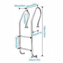 Etsuosy Pool Ladder, 304 Stainless Steel 2-Step In-Ground Pool Ladder, 20 x 9 x 54 Inches, Anti-Slip Steps, 440 lbs Load Capacity