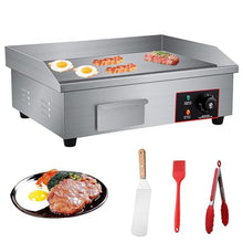 21" Commercial Electric Countertop Griddle, Stainless Steel BBQ Flat Top Grill Hot Plate, Adjustable Thermostatic Control 122°F-572°F