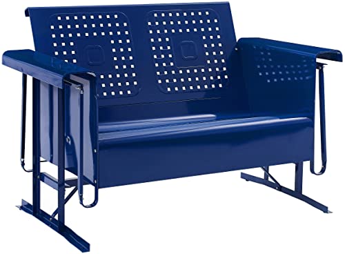 Crosley Furniture Bates 2-Person Retro Metal Outdoor Patio Loveseat Glider