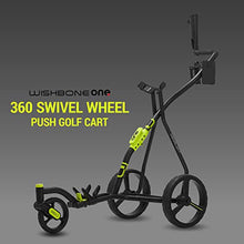WishboneOne Golf Cart Push Carts - Swivel Front Wheel, 1-Step Folding, Aircraft Grade Frame | Lightweight Lime