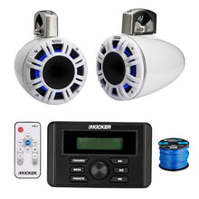 KICKER All-Weather Marine Media Center Receiver with 2X 6.5" LED Tower Speakers & Remote White