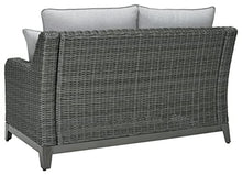 Signature Design by Ashley Outdoor Elite Park Patio Wicker Loveseat with Cushion Grey
