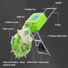 sunbiaouk Push Garden Seeder & Fertilizer Applicator, Row Planter Corn Planter Seeder with 7 Interchangeable Seed Plates, dockable Bracket Design(6 Holes)