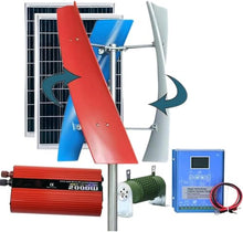 CHRISK 9000W 3-Blade Wind-Solar Power Generation System 2 * 100W Solar Panel+800W Wind Turbine Generator Intelligent Controller 2000W Inverter,220v