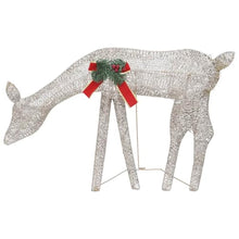 MBDRKVGF 6-Piece Christmas Reindeer Set, LED Lighted Holiday Decoration, Gold Fabric & Steel Figures for Indoor Outdoor Lawn Yard Display, Warm White Lighting, 35.4 inch Tall