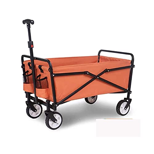YGwnjqr Garden Carts, Utility Cart with 5 Inch Wheels, Hand Trolley, Hand Cart, Garden Cart,Orange