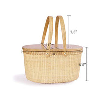 Storage Basket,Double Lidded Rattan Picnic,Hand Made Wicker Hamper Shopping with Lid and Handle Easter