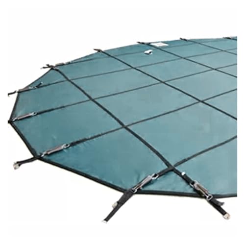 LZMZMQ Inground Pool Winter Cover, Outdoor Pool Green Mesh Safety Cover for Kids/Pets/Leaf Protection, Fits 5 8 10 12 15 18 21 25 28 30 feet Round(32'(9.8m))