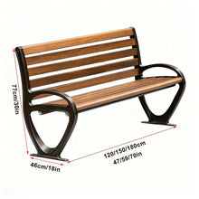 HYUIO 2-Person Metal Steel Benches Metal Park Bench Heavy-Duty Slatted Garden Bench with Backres for Garden Poolside Front Porch Courtyard Park(120cm/47in)