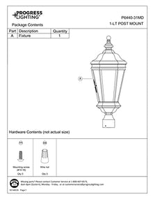 Progress Lighting Crawford Outdoor Post Light, Black