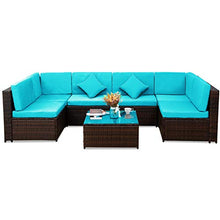 Outdoor Patio Furniture Set Garden Furniture Set PE Rattan Combination Garden Furniture Corner Sofa Set Outdoor Conversation Terrace Furniture Suitable for Garden Pool Balcony Furniture Fashi (B)