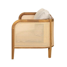 Christopher Knight Home Tilden Acacia Wood Outdoor Loveseat, 2-Seater Patio Furniture Sofa with Wicker Accent, Wooden Patio Sofa Couch with Armrest+Cushions, Comfy Lounging/Reading Chair, Teak+Beige