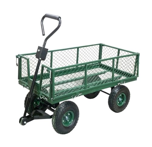 Outdoor Utility Wagon Heavy Duty Mesh Garden Dump Cart with Removable Sides, for Patio Lawn Garden Farm Ranch