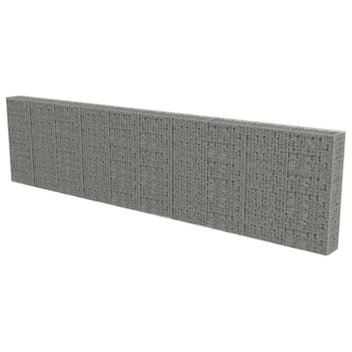 vidaXL Gabion Wall with Covers Galvanized Steel 236"x11.8"x59