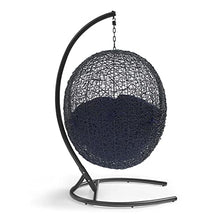Modway Encase Sunbrella® Swing Outdoor Patio Lounge Chair in Black Navy
