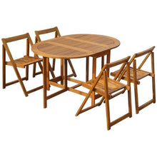 LMTYOENFG 5 Piece Folding Patio Dining Set Acacia Wood Table Chairs
