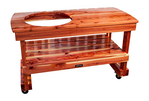 JJGeorge Long Table for Large Big Green Egg – Includes Table Cover