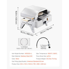 Outdoor Pizza Oven, 13 in Gas Fired Pizza-Maker, Portable Gas Oven with Thickened Cordierite Pizza-Stone and Thermometer, Pizza or Grill Two Modes, Perfect for Camping & Backyard