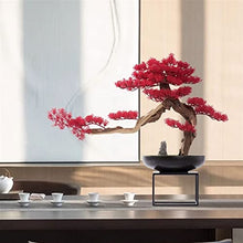 CLoxks Artificial Bonsai Red Artificial Bonsai Pine Tree Welcome Pine Bonsai Ornament Ceramic Potted Plant Modern Luxury Office Living Room Corridor Decoration for Home Office