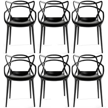 2xhome Modern Dining Chair | Stackable Indoor or Outdoor Entangled Side Chair | Weather Resistant Plastic for Kitchen, Patio, Restaurant, Yard, Porch, Balcony (Set of 6, Black)