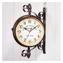 XYIANG Clock Vintage Double Sided Wall Clock, 360° Rotate Clock, Iron Metal Silent Quiet Grand Central Station Wall Clock, Indoor Outdoor Home, patios, Garden Art Decorative