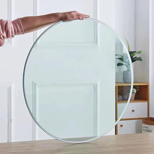 Pealihuy Transparent Outdoor Patio Round Glass Table Top 40cm 50cm 60cm 80cm Tempered Glass Table Top with Rounded Edge, for Kitchen Dining Tables Or Coffee Table(70cm(28 in))