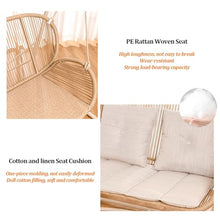 Indoor Outdoor Cloud Swing Chair with Stand, Patio Wicker Glider Loveseat Hanging Swinging with Cushion and Pillows Included, for Patio Balcony Backyard(2-Seater)