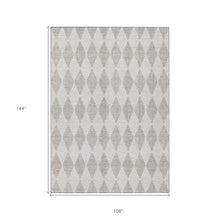 HomeRoots 9' x 12' Beige Geometric Washable Non-Skid Indoor Outdoor Area Rug