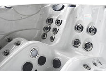 Luxuria Spas Sensation 4-Person 73-Jet Hot Tub with Double Lounge and Touch Screen Silver Marble/Mocha