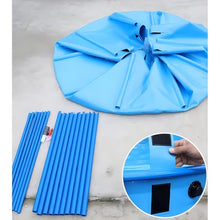 Zfmnoyev Outdoor Round Canvas Fish Pond Swimming Pool, Large Aquarium Pool Pond with Drain Valve, Fold Portable PVC Children's Pool, for Garden Irrigation, Water Storage(1.8x1m-2560L)