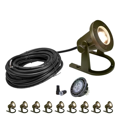 COLOER Brass Underwater Lights 10 Pack with 5W LED MR16 Bulb Bronze
