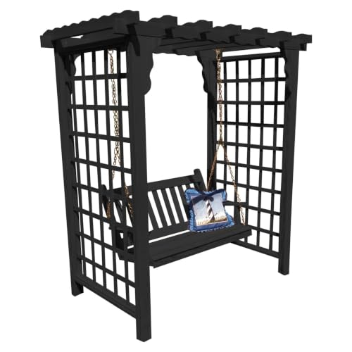 Keystone Amish Co. Bainbridge Cedar Arbor & Swing, 6-Foot, Charcoal Stain