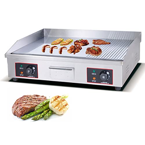 Commercial Electric Griddles, Flat Top Griddle Grill Station, Nonstick Electric Griddle Countertop Hot Plate Commercial Bbq Grill, for Camping, Outdoor, Tailgating, Kitchen, Home, Barbecue,822