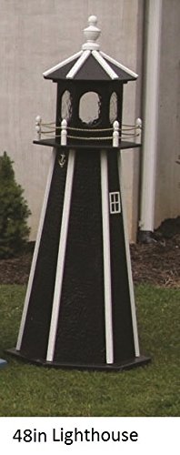Backyard Crafts Amish-Made Lighthouse in Black with White Trim, 48" Tall