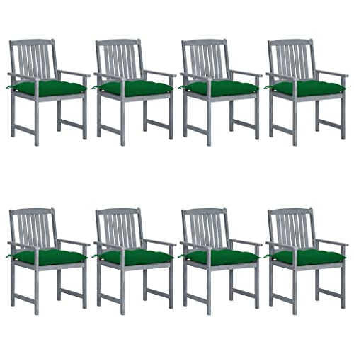 AJSEOYBS Patio Chairs with Cushions, Oversized Wooden Rocking Chair,Bistro Stacking Chair Suitable for Backyard, Porch, Balcony, Poolside, Garden8 Pcs Solid Acacia Wood Gray
