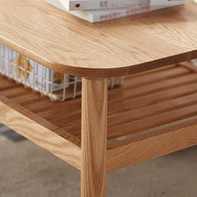 HASMI Living Room Table Two-Tier Coffee Table, Wood Coffee Table with Storage 40" Coffee Table, Wood Living Room Table with Shelves, Wood Outdoor Side Table (Color : B)