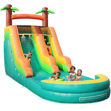HESMAX 26FT Inflatable Water Slide with Splash Pool, Thickened Commercial PVC, Powerful Blower Included, Easy Setup Outdoor Summer Water Play Slide for Kids Adults Backyard Garden Party-Coconut Tree