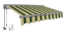 ADVANING Classic Series 12'X10' Electric Retractable Awning, 100% Acrylic UV+ Sun Shade Canopy, Green w/Beige Stripes, EA1210-A230H