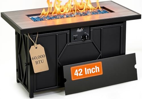 42 inch Propane Fire Pit Patio Outdoor Fire Pit Table Large Rectangular