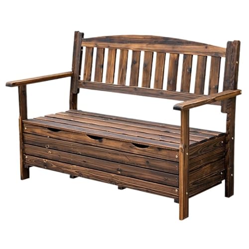 Meihkkud Storage Seat, Garden Bench with Backrest,Wooden Storage,All Weather Resistant,Garden Balcony(125 * 59.5 * 88cm/48.2 * 23.4 * 34.6in)