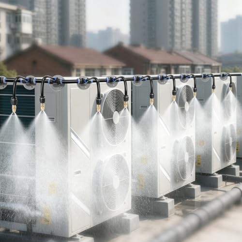 Cooling Spray Kit for Air-Conditioner Outdoor Units, 360 Degree Rotating Nozzle Mist System, Heat Dissipation Sprinkler Irrigation Equipment
