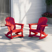 Costaelm Outdoor Adirondack Chair Set of 2, All Weather Resistant Classic Balcony Chair and Fire Pit Chairs, Adirondack Plastic Outdoor Porch Furniture Rocking Chair High Back HDPE Poly Lumber, Red