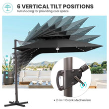 OROTLECT 12' X 9' Rectangular Patio Cantilever Solar Led Light Umbrella with Weighted Base – Effortlessly Movable by One Person