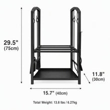 DFTDFYXY Firewood Rack with 4-Pcs Fireplace Tools Set, Heavy-Duty Steel