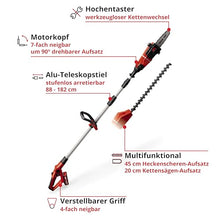 Einhell GE-HC 18 Li T Kit Power X-Change 18 V Lithium Cordless Extendable Hedge Trimmer and Lopper Kit (Telescopic, 170 mm Cut Length Chain Saw, Hedge Shears 400 mm) - Red