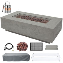 AMS 60" Rectangular Concrete Natural Gas Fire Pit Table Bundle (Light Gray)