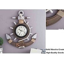 Vintage Wooden Ship Anchor Outdoor Garden Wall Clock, Mediterranean Style Large Outdoor Clock Beach Sea Theme Outside Wall Clock