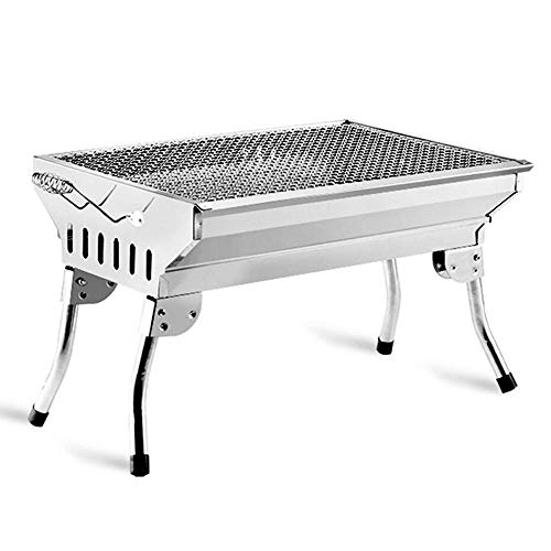 MWUCAIXIA Stainless Steel BBQ Charcoal Grill, Portable Folding Outdoor Barbecue Griddle Cooking Appliance for Camping, Hiking, Picnic