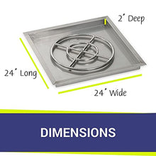 24" Stainless Steel Square Drop in Pan with 18" Fire Ring